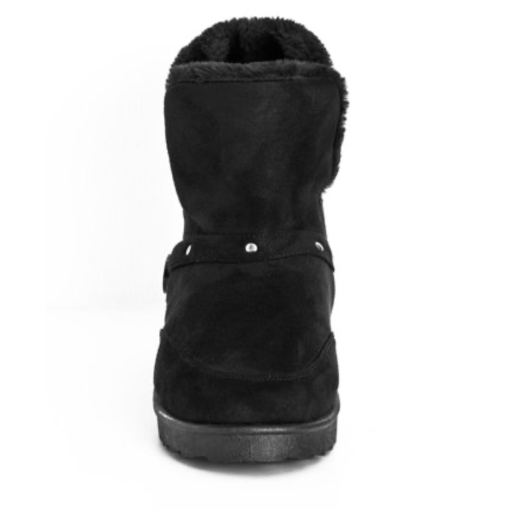 Cloudwalkers WIDE FIT 7W Black Faux Fur Slip On Buckle Bootie HY08 - Picture 4 of 8